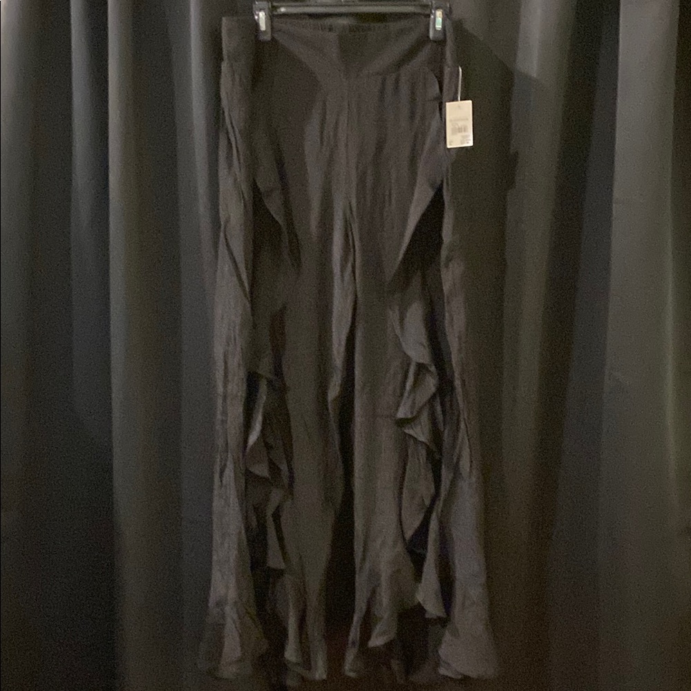 Black Ruffled Wide-Leg Pants